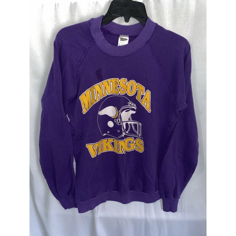 Vintage‎ Minnesota Vikings NFL Purple Raglan Sweatshirt Made USA
